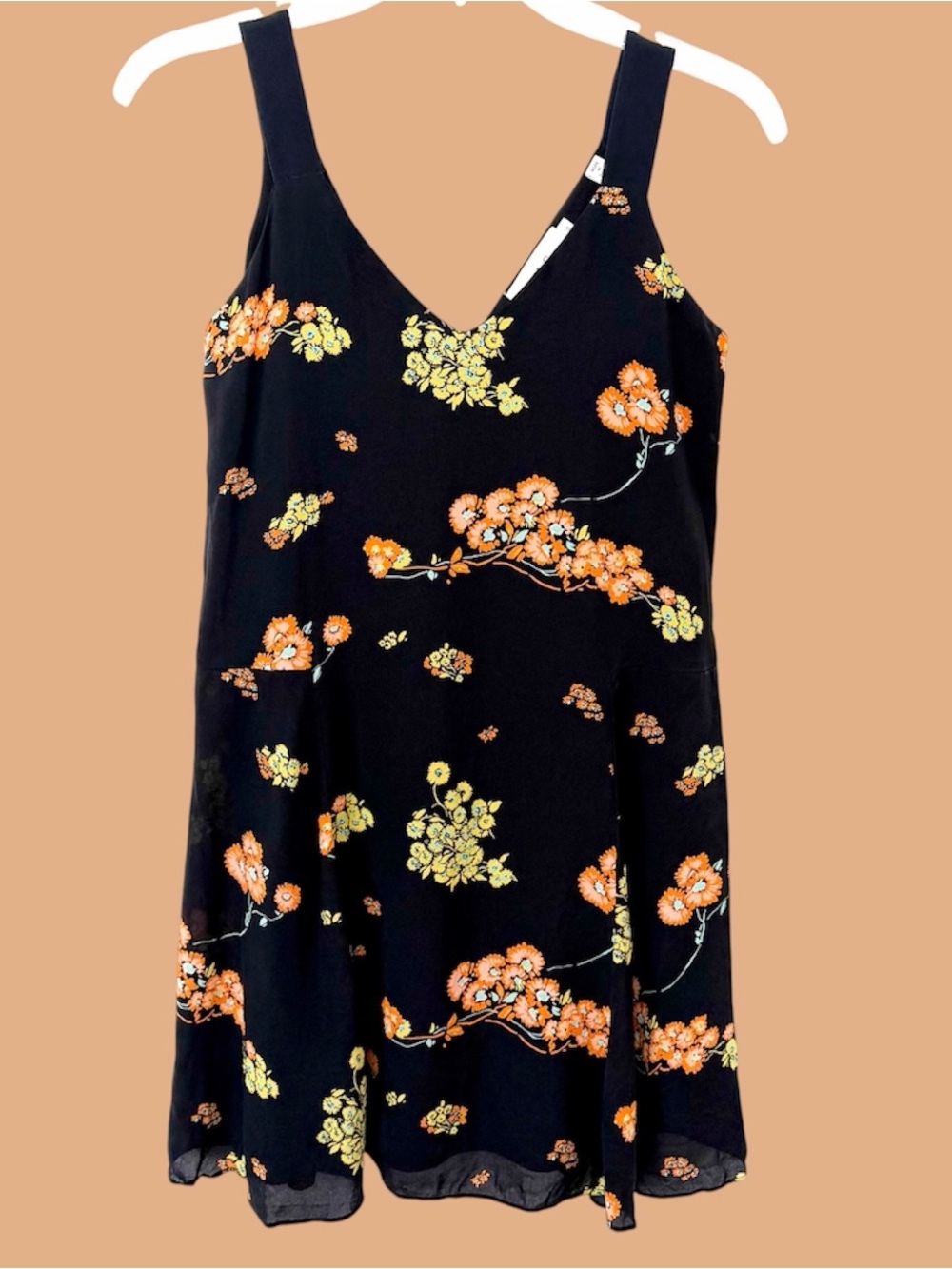 A.L.C black Serena floral silk mini dress